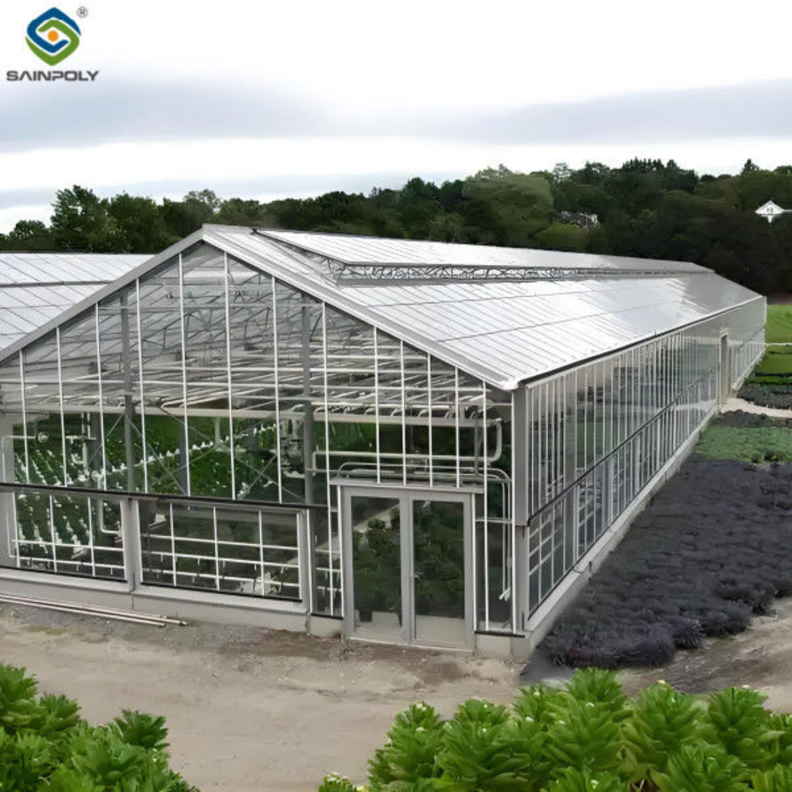 Adjustable Shading Net Venlo Greenhouse Multi Span Glass Green House