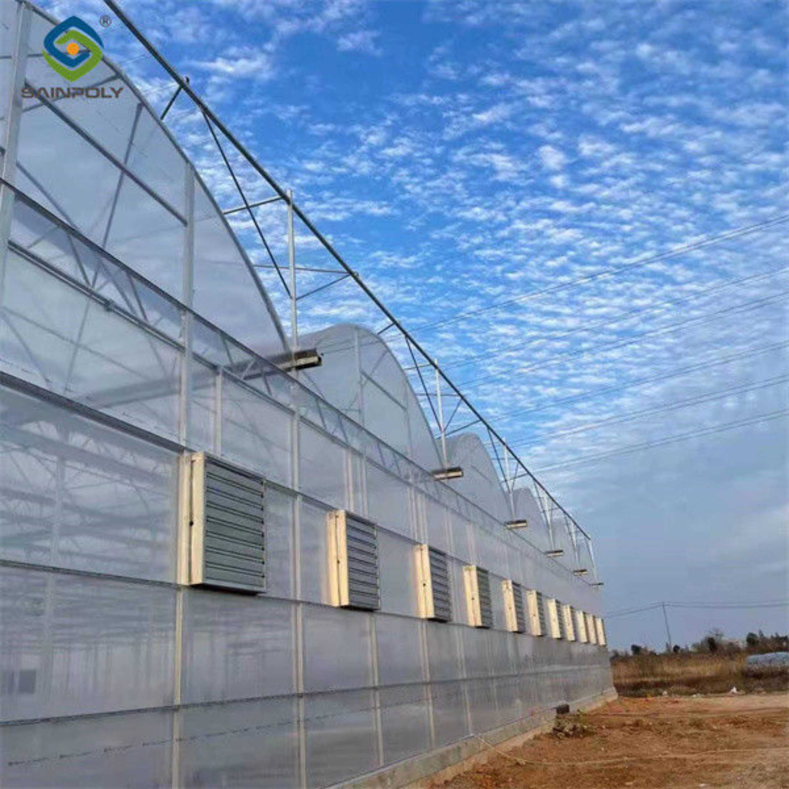 Commercial Size Greenhouse Multispan Greenhouse UV Protection