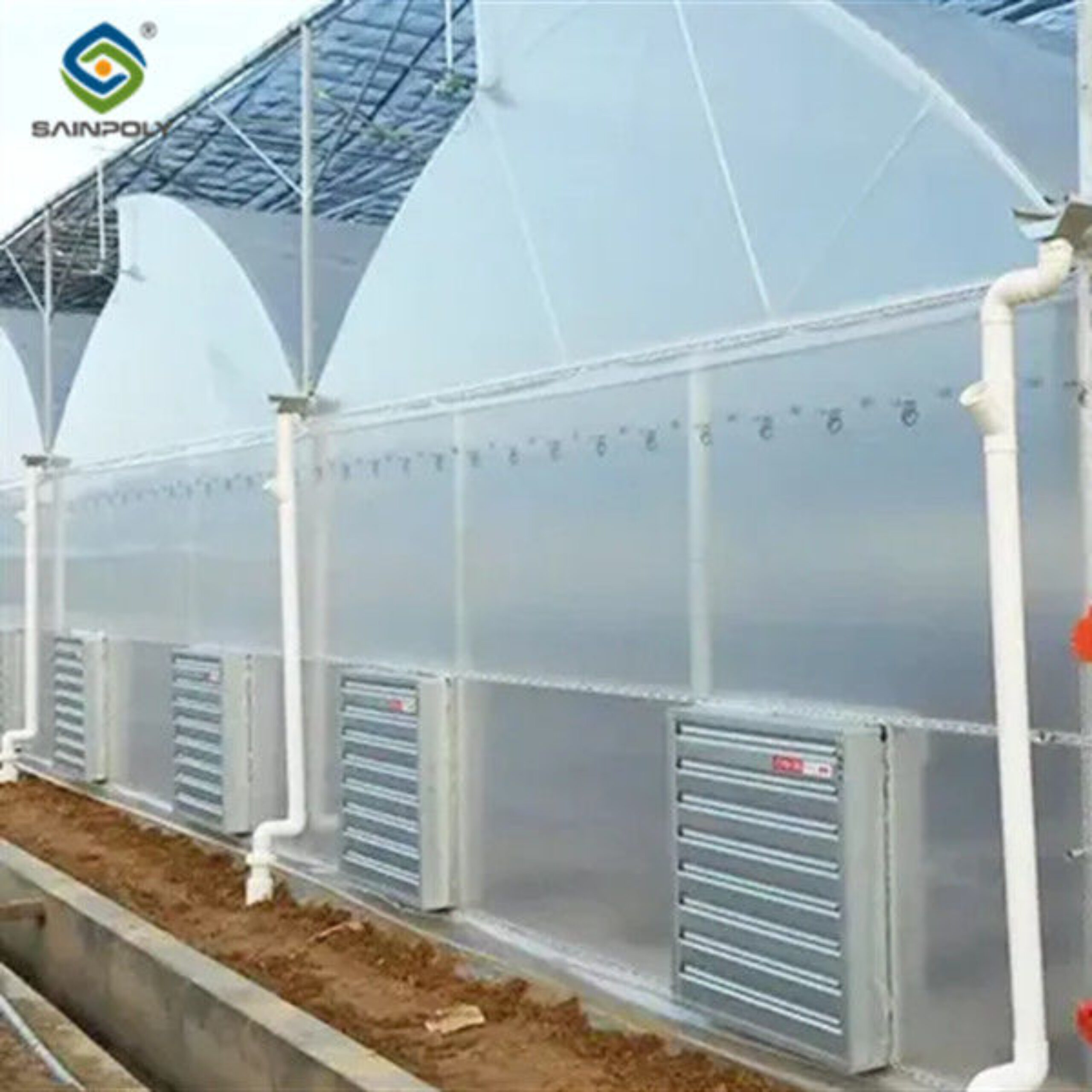 Customization Span Large Commercial Greenhouse With Single PE Layer Frame 4m Height