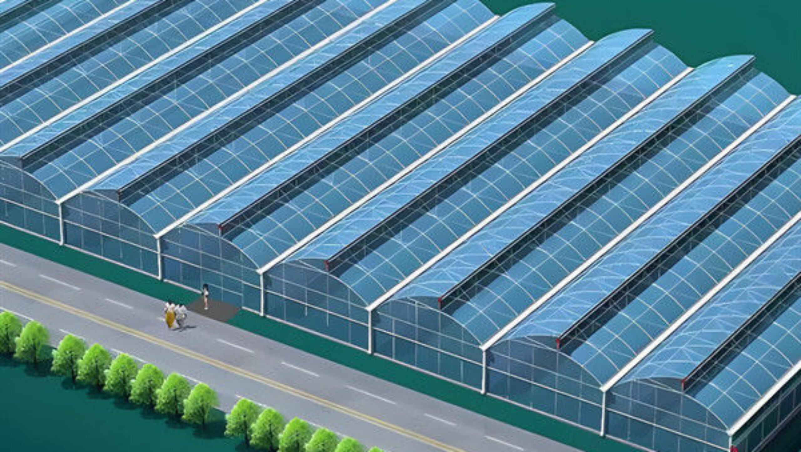 Customization Span Large Commercial Greenhouse With Single PE Layer Frame 4m Height