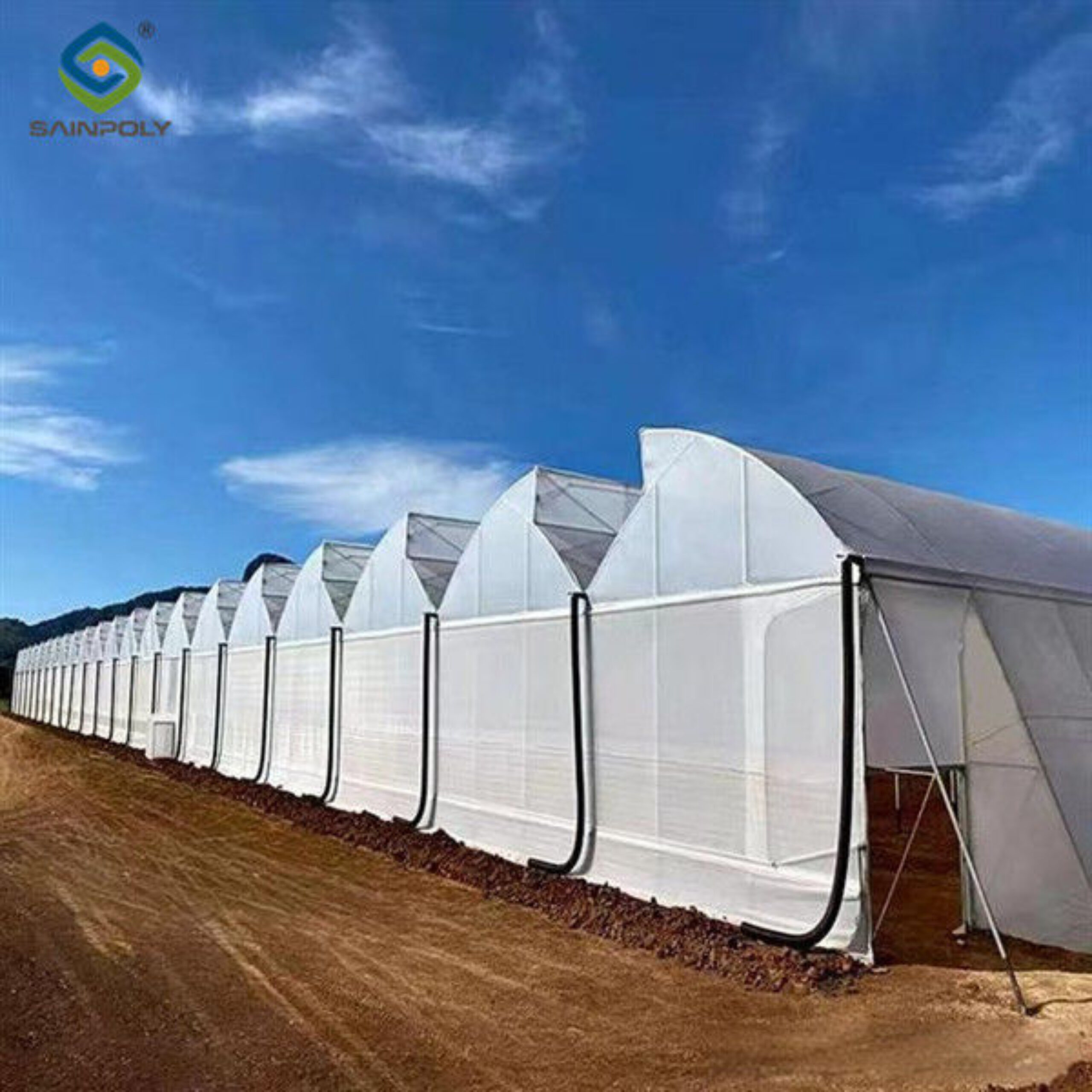 Double Po Film Gothic High Tunnel Greenhouse High Strength Anticorrosive