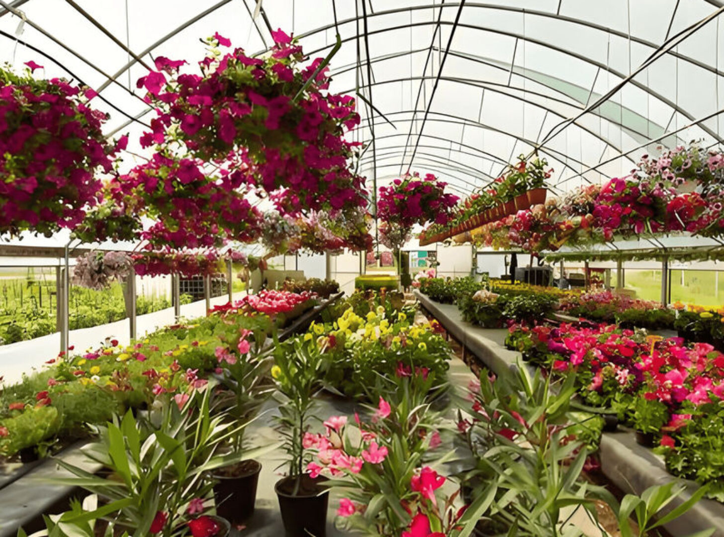 Easy Assembly Glass Type Flower Greenhouses With Hydroponic Growing System