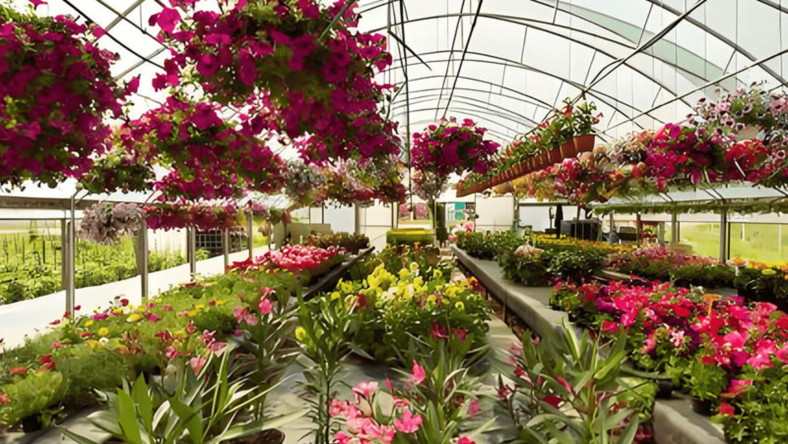 Easy Assembly Glass Type Flower Greenhouses With Hydroponic Growing System