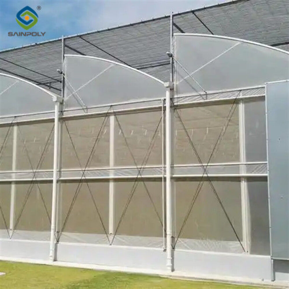 Galvanized Steel Gothic Shaped Greenhouse Snow Resistance With Ventilation System