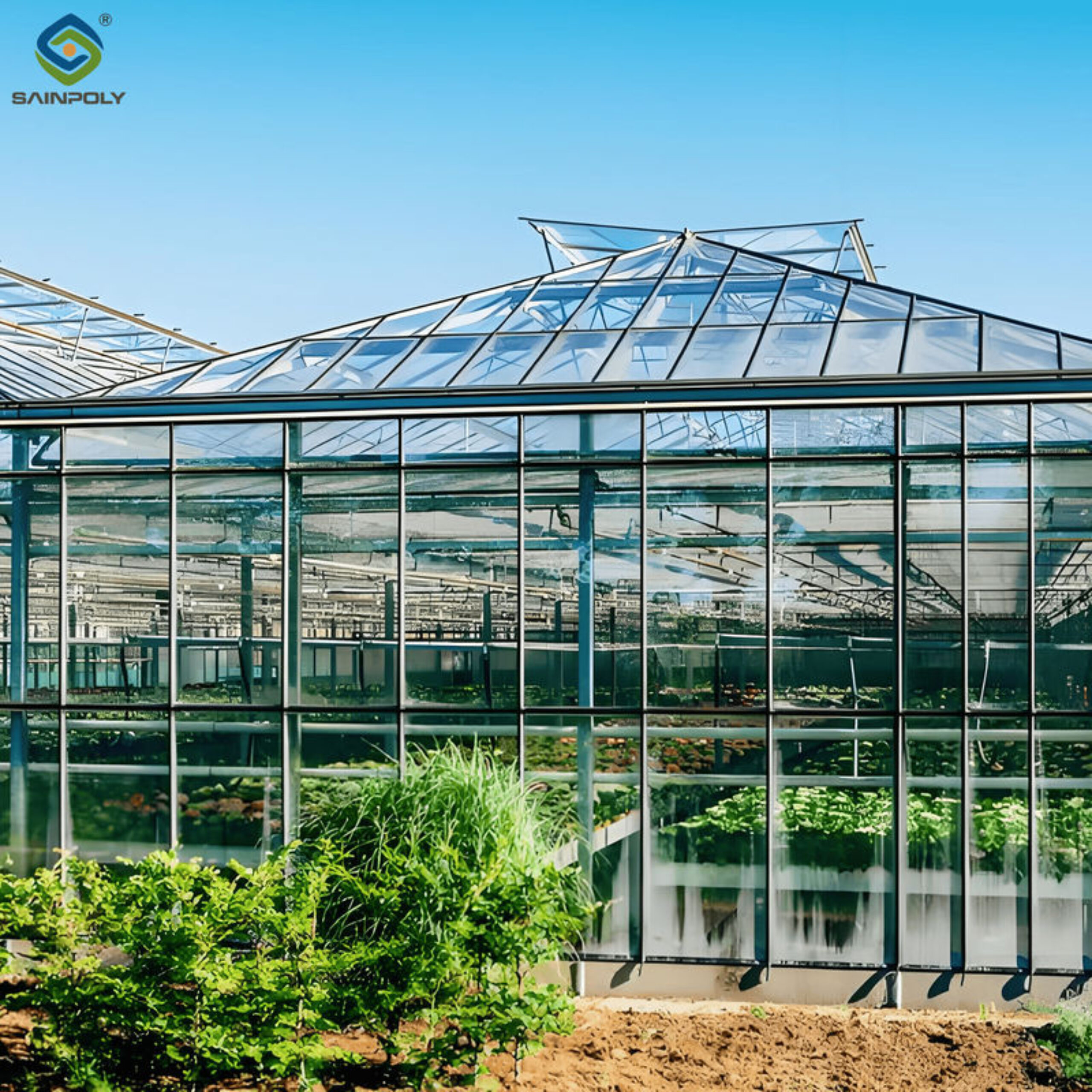 Glass Film Polycarbonate Greenhouse Flower Greenhouse With Intelligent Systems