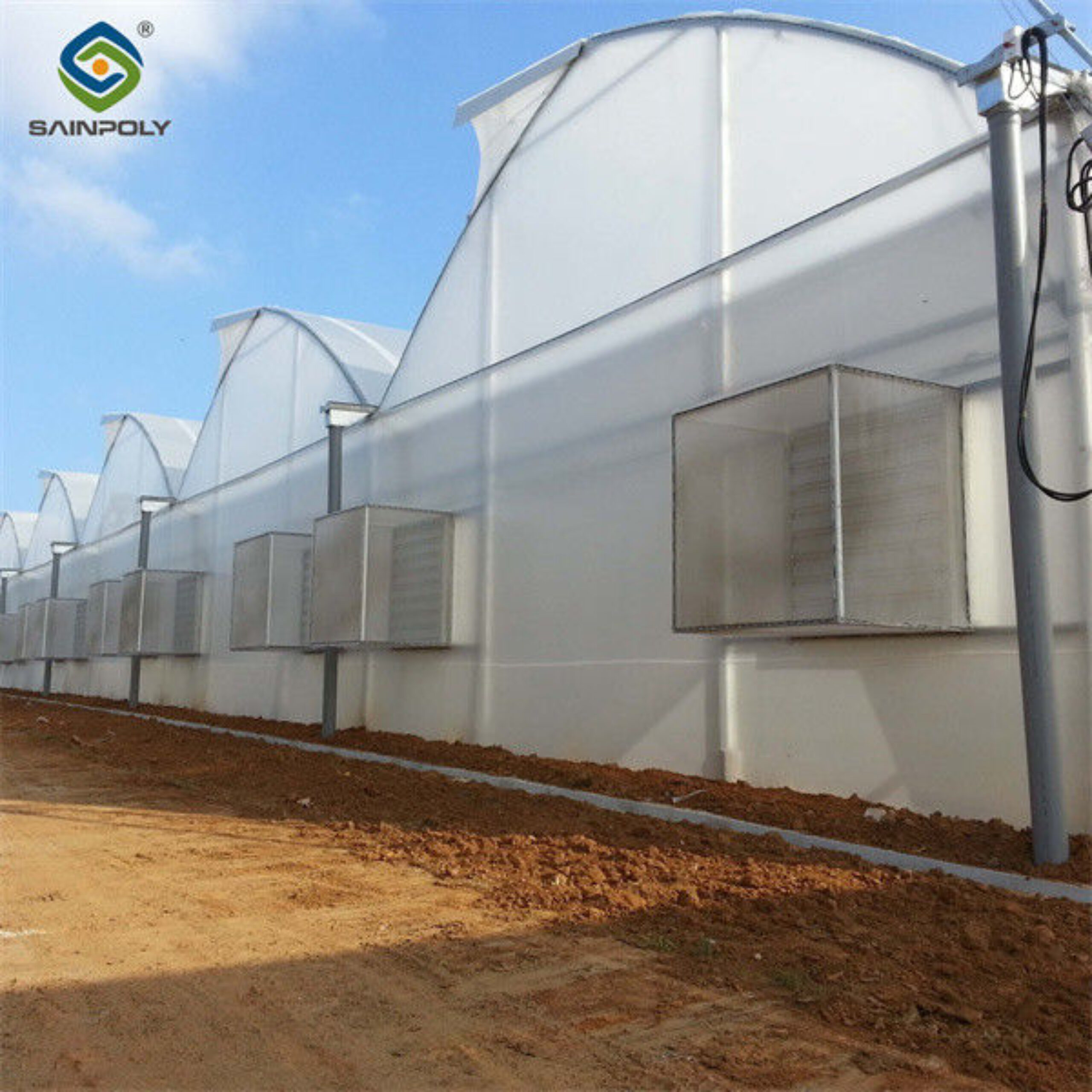 Gothic Frame Greenhouse Large Size Agricultural Multi Span Plastic Film Greenhouse
