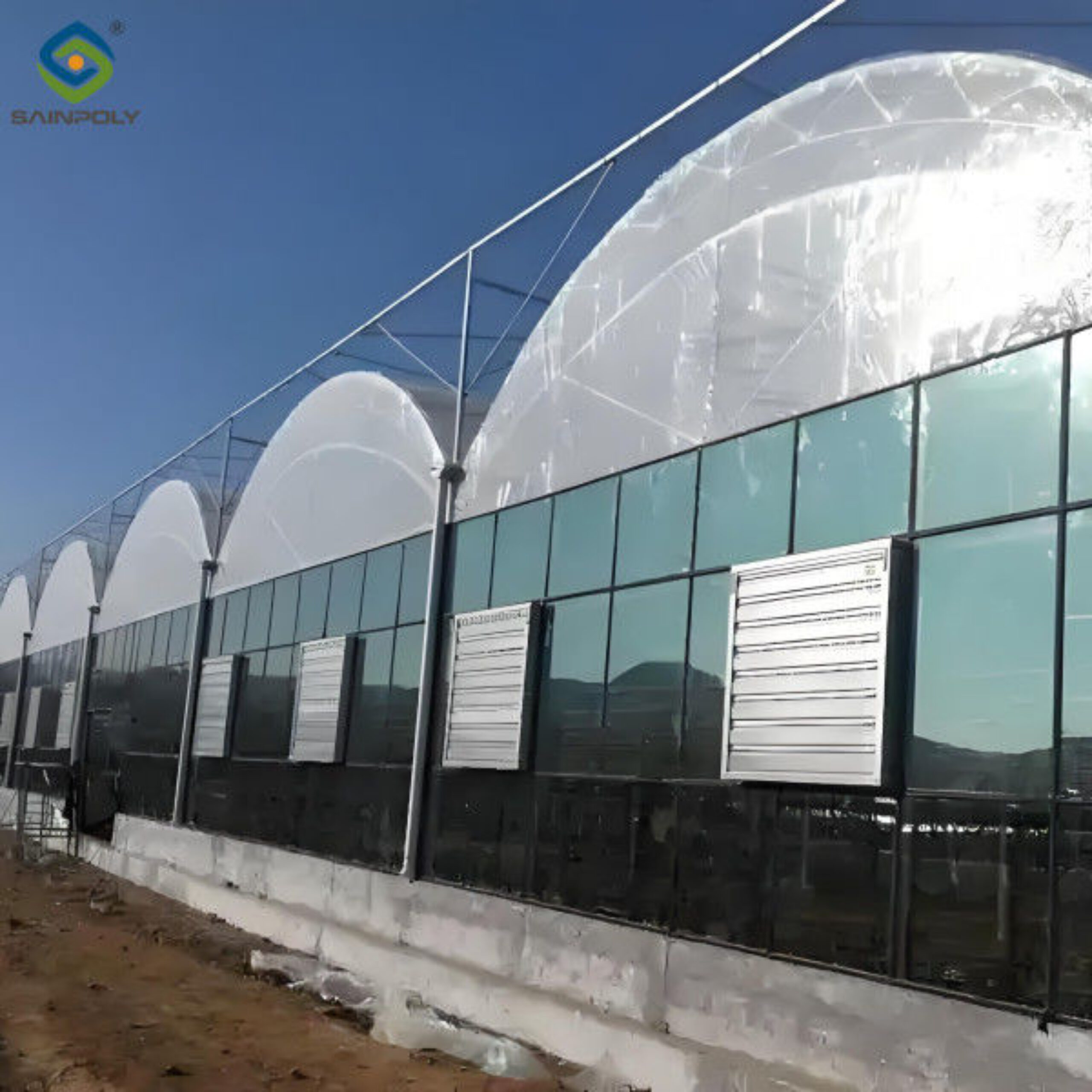 Hydroponic Glass / Pc Sheet Greenhouse With Tomato Growing System Large