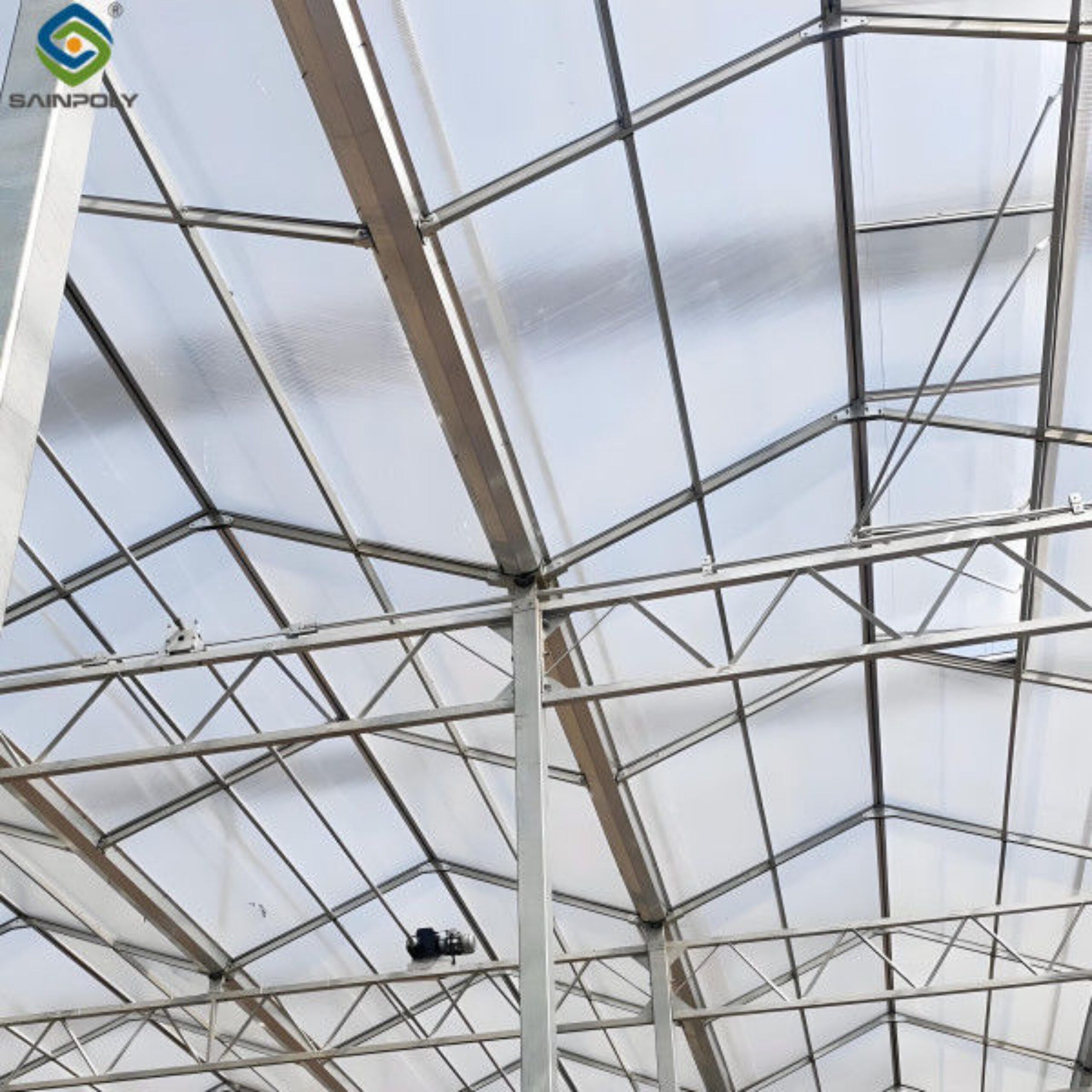 Large Size Multispan Glass Covering Smart Greenhouse Stable Structure