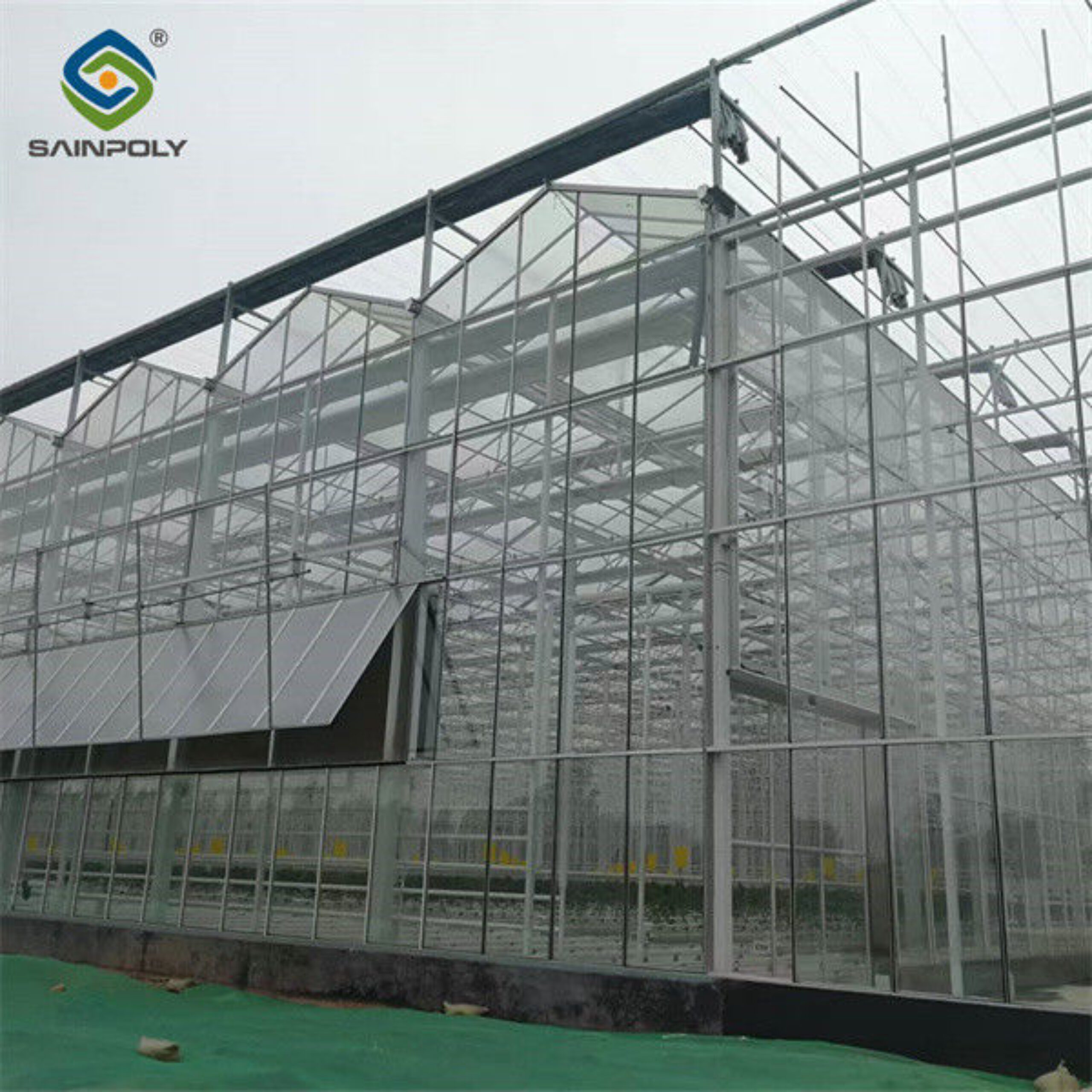 Multispan Agricultural Venlo Glass Greenhouse Good Insulation In Winter