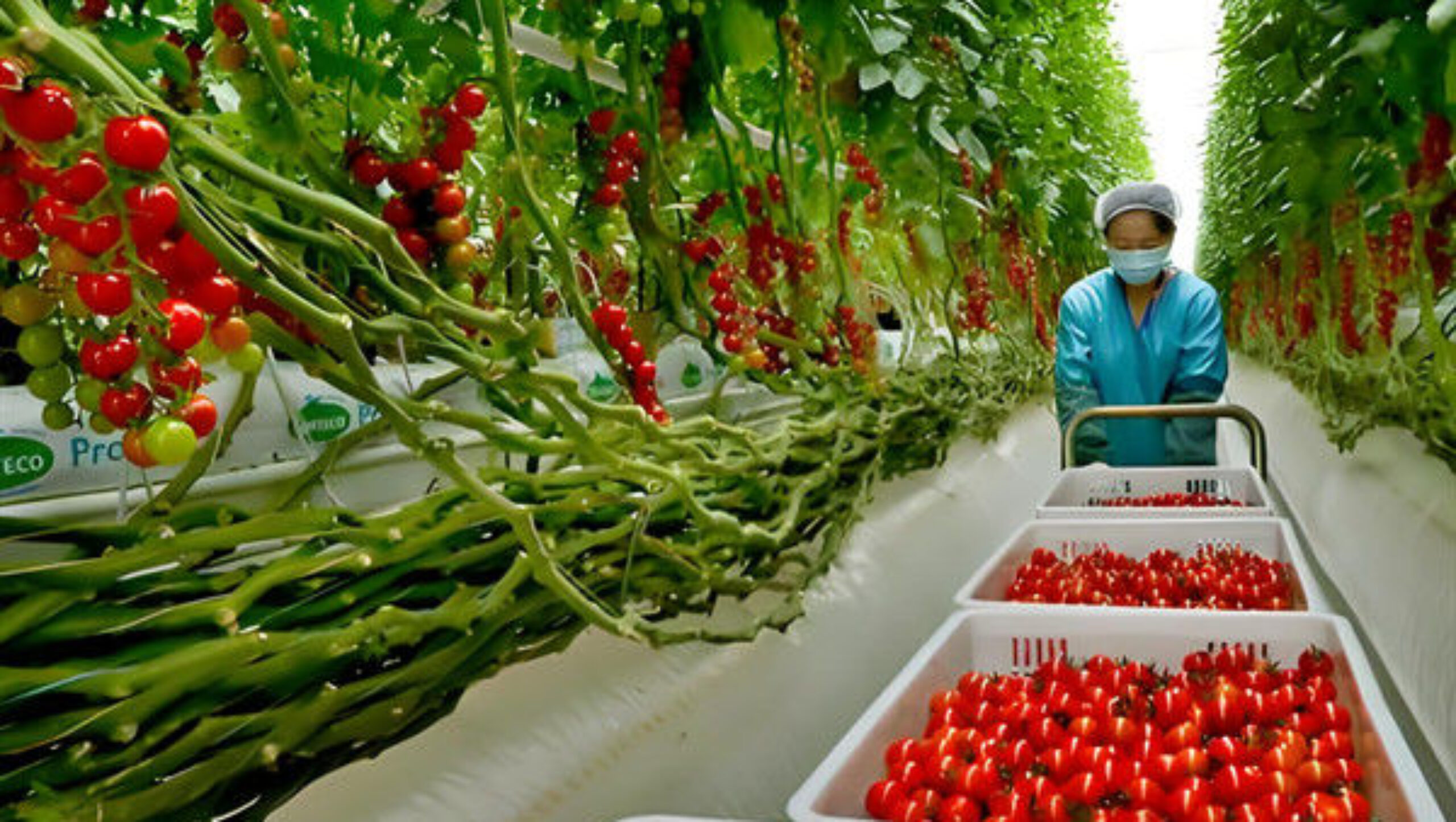 Multispan Glass Polycarbonate Film Greenhouse For Tomato Plants