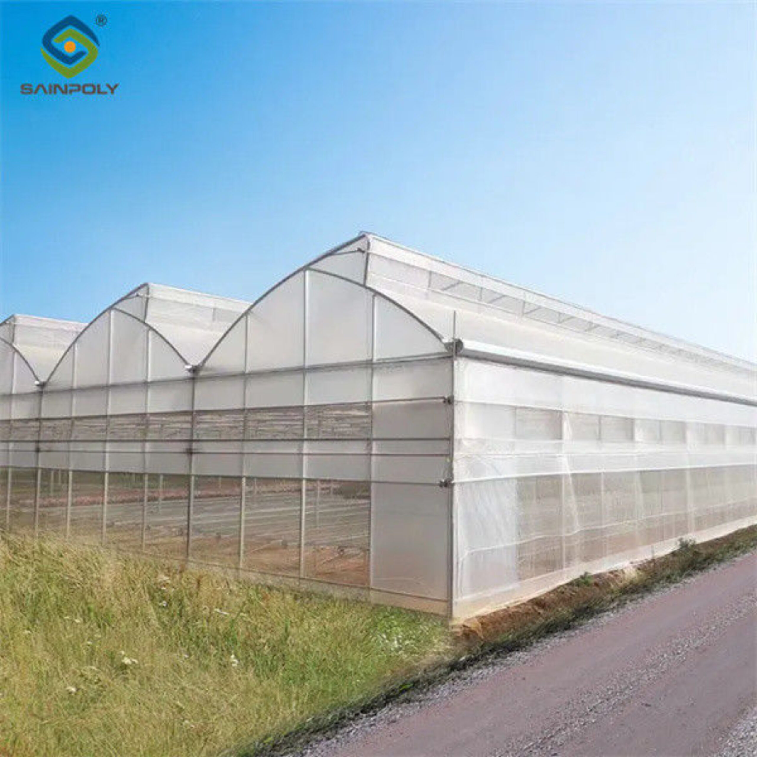 Simple Multi Span Commercial Gothic Type Greenhouse Wind Resistance