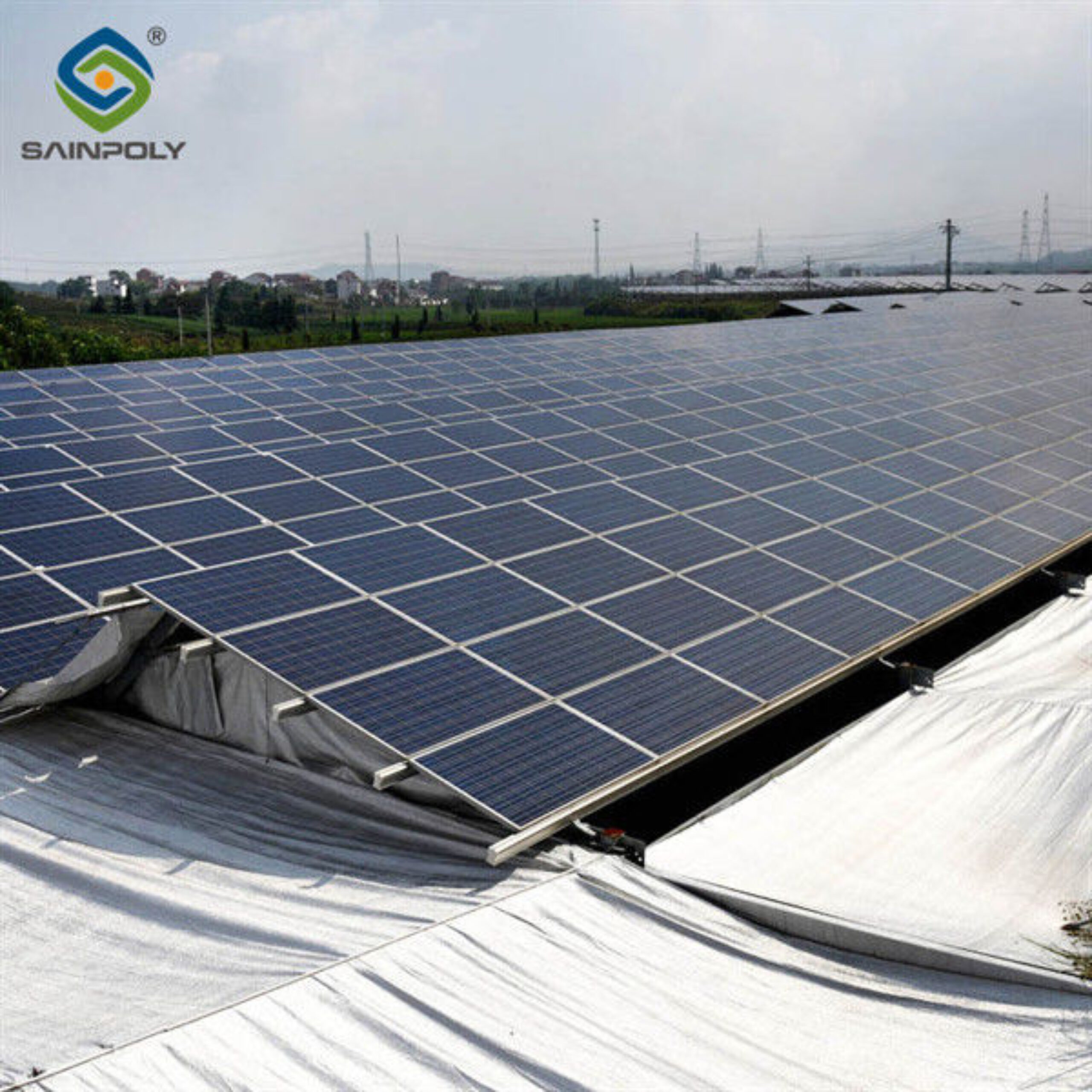 Solar Panel Tempered Glass Greenhouse Multi Span Energy Efficient