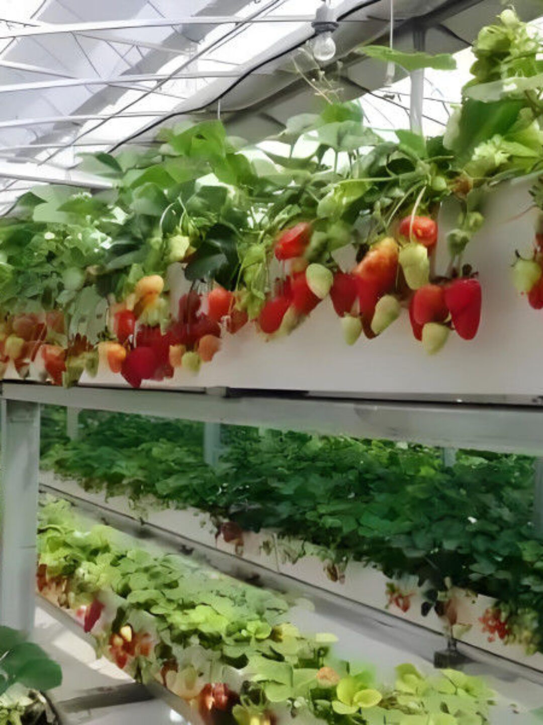 Strawberry Growth Plastic Film Greenhouse With Hydroponic Growing System