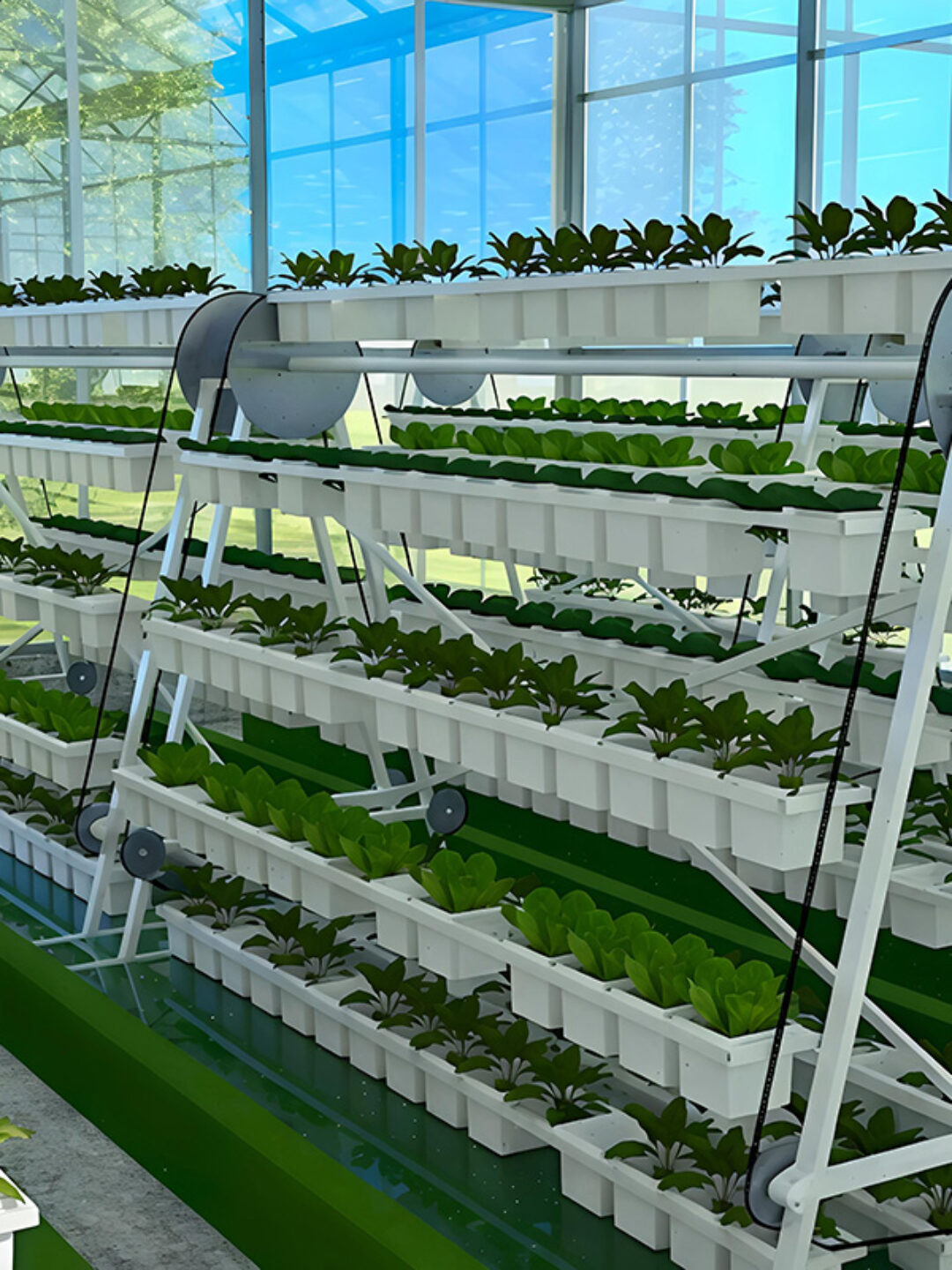Vertical Hydroponic greenhouse for agricultural product cultivation